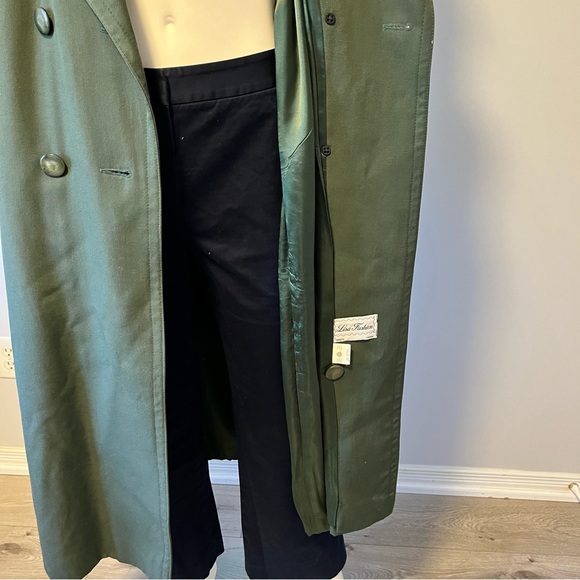 Vintage Persian preppy forest green trench coat 100% virgin wool size large - Picture 7 of 9